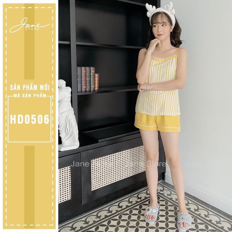 [HÀNG SẴN]:Set bộ mặc nhà hai dây hoạ tiết sọc