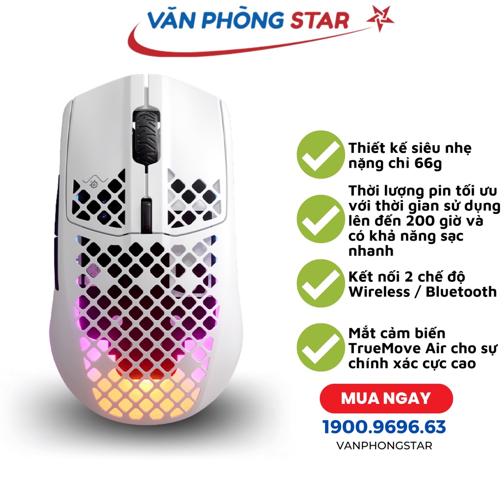 Chuột game không dây Steelseries Aerox 3 Snow