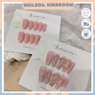 Móng giả kiểu dáng sang chảnh ombre mắt mèo gắn tim
