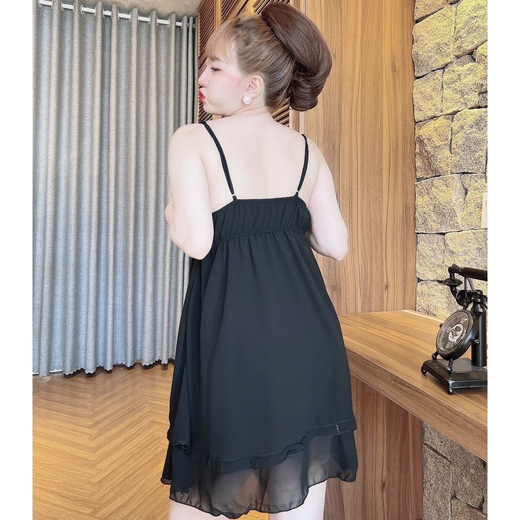 Váy Ngủ Nữ Tiểu Thư SOJUN Combo Chiffon Choàng Tiều thư Cao Cấp Dưới 60kg