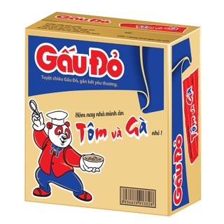 (Date T2/2024) Thùng 30 Gói Mì Gấu Đỏ Tôm và Gà (64g x 30 gói)