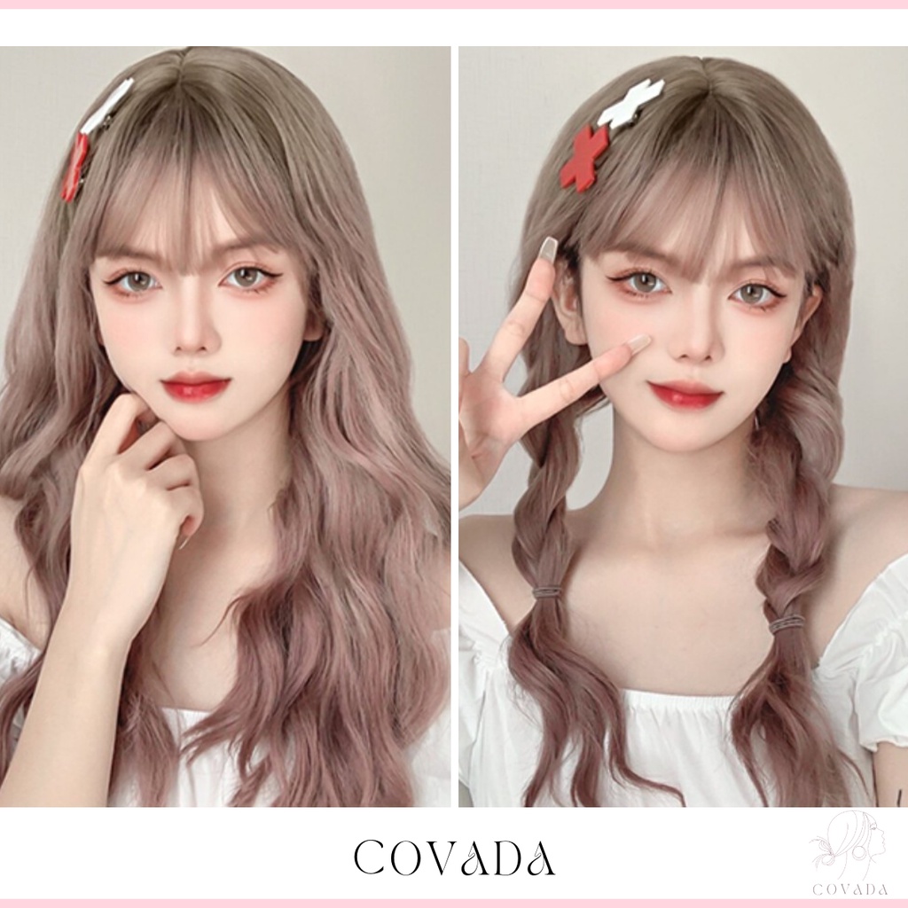 Tóc giả nguyên đầu COVADA xoăn sóng nước đẹp dài hot trend cao cấp TG22
