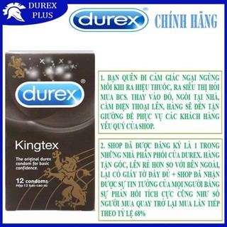 [KING DUREX] VUA GIƯỜNG CHIẾU CÁI TÊN NÓI LÊN TẤT CẢ Bao cao su Durex Kingtex (12 bao/1 hộp bcs)