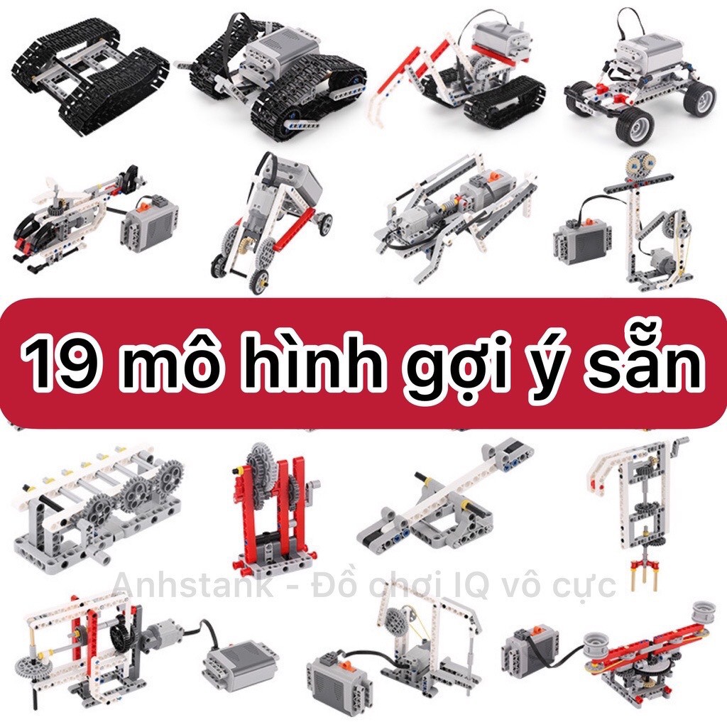 Bộ 9686 mở rộng - 520 chi tiết technic - siêu sáng tạo bổ sung 19 mẫu gợi ý sẵn, Bổ sung bộ kĩ sư cơ khí bảo hành 1:1