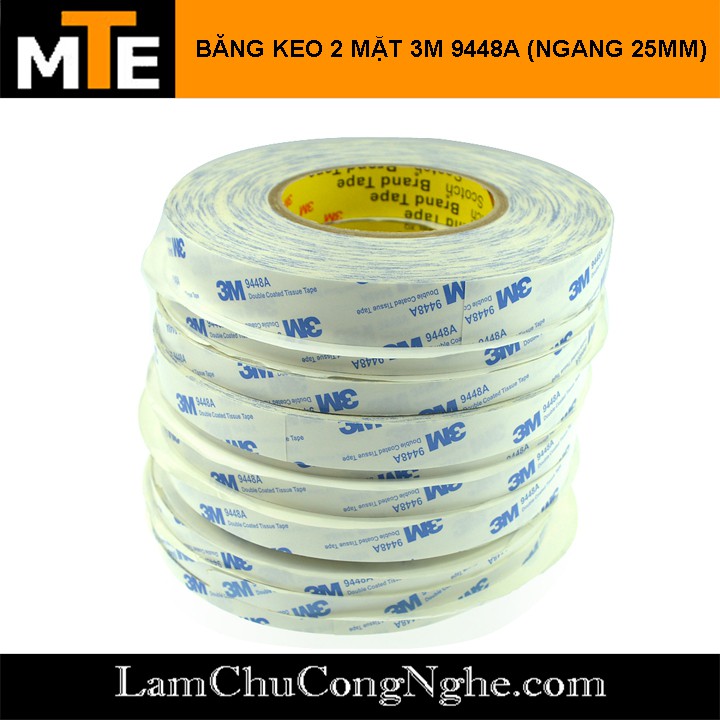 Băng keo chịu nhiệt 2 mặt 3M 9448A - Keo dán tản nhiệt linh kiện điện tử 2 mặt