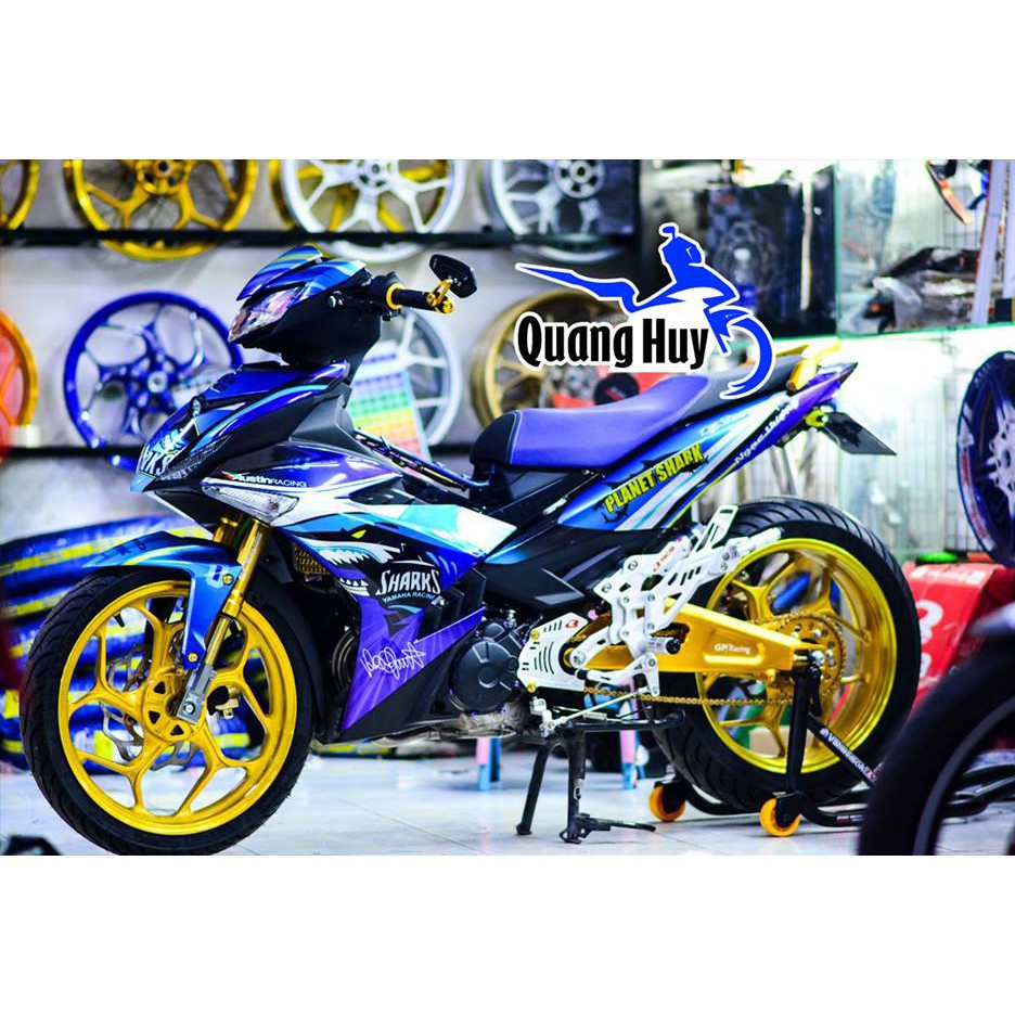 Tem trùm ♦FREESHIP♦ exciter 150 cá mập xanh tím shark, độ team xe ex dán đời 2015-2020