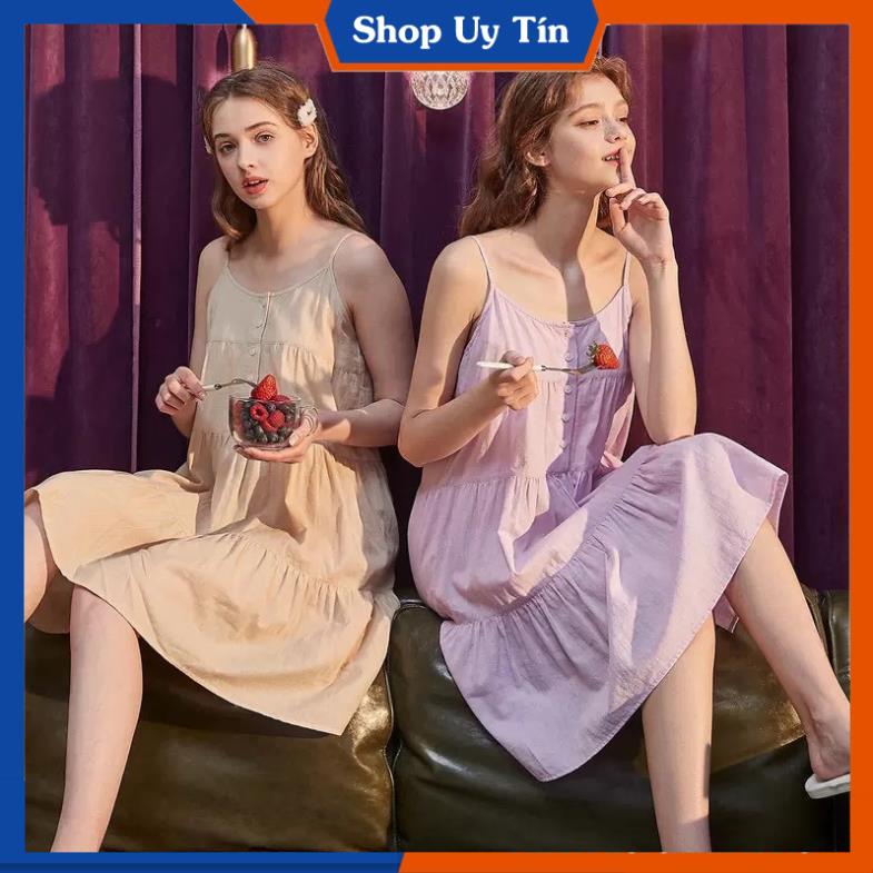 [Hàng Cao Cấp] -  Đầm 2 Dây Mặc Nhà Dáng Xòe | BigBuy360 - bigbuy360.vn