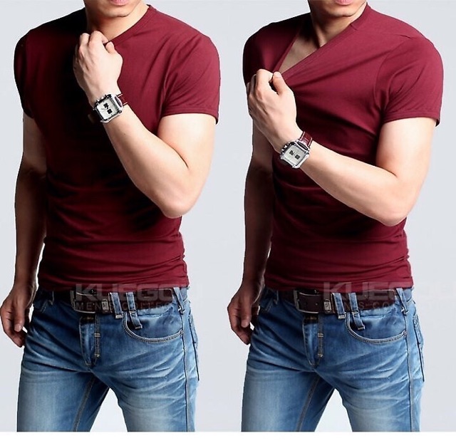 Áo thun nam body cổ tim