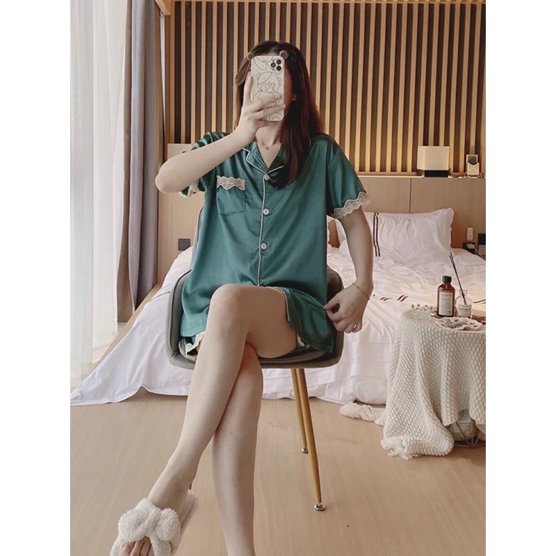 BÁN SỈ BỘ LỤA ĐÙI VIỀN REN 3M XANH VÀNG HỒNG CHO NỮ