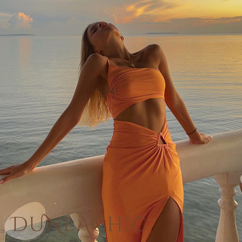 DUNEA Đầm Trễ Vai Xẻ Tà Quyến Rũ Thời Trang Cho Nữ