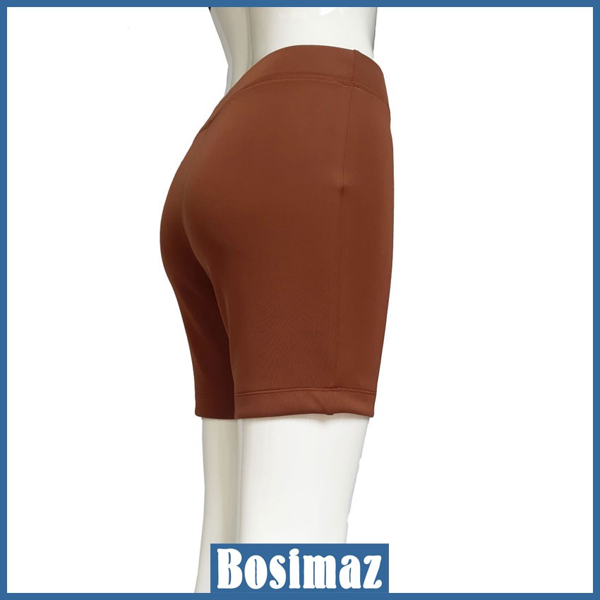 Quần Legging Nữ Bosimaz MS346 đùi không túi màu nâu cao cấp, thun co giãn 4 chiều, vải đẹp dày, thoáng mát không xù lông