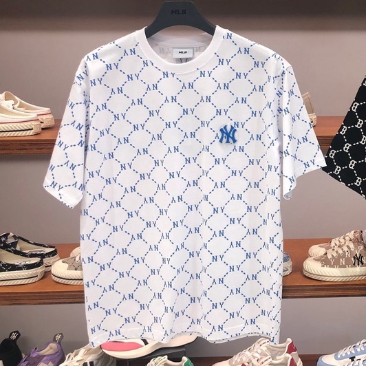 TRẮNG - Áo Phông Cổ Tròn MLB Tee Diamond Monogram VNXK - ÁO THUN NY HÀNG XUẤT DƯ