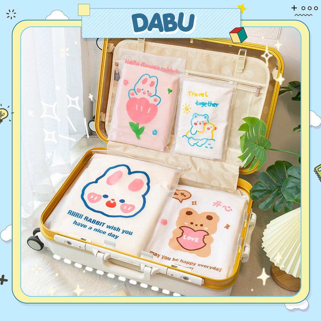 Túi zip khóa lụa đựng quần áo DABU hình dễ thương 3 size
