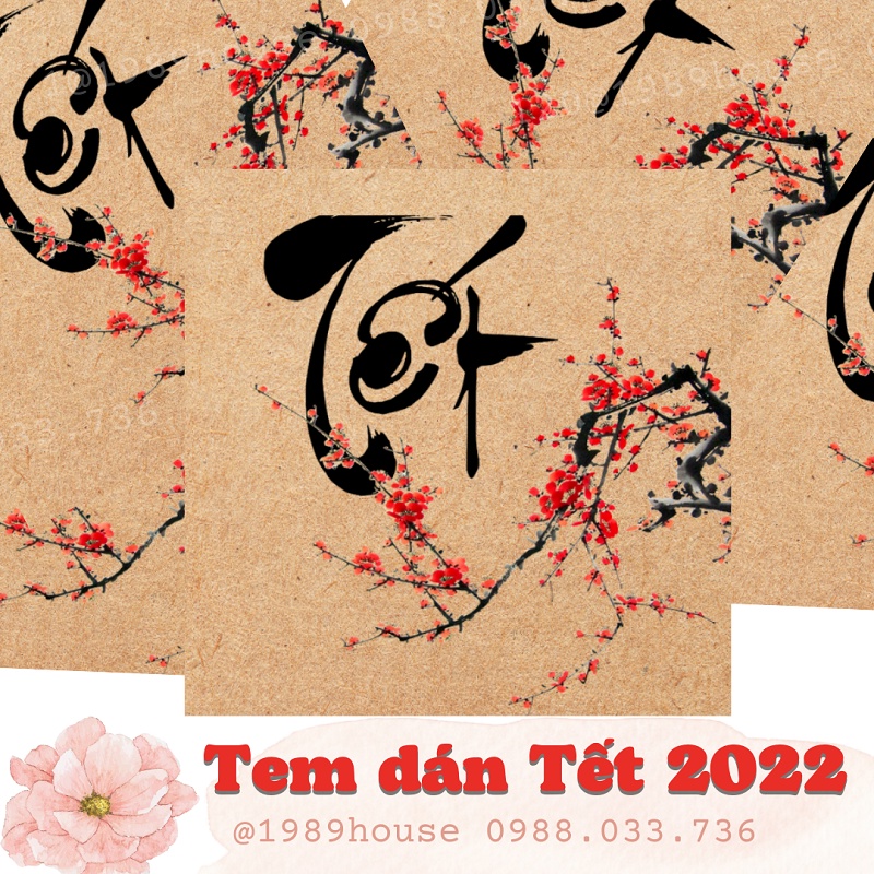 48 Tem Tết 2023 dán giấy kraft hộp quà/pet/chai lọ