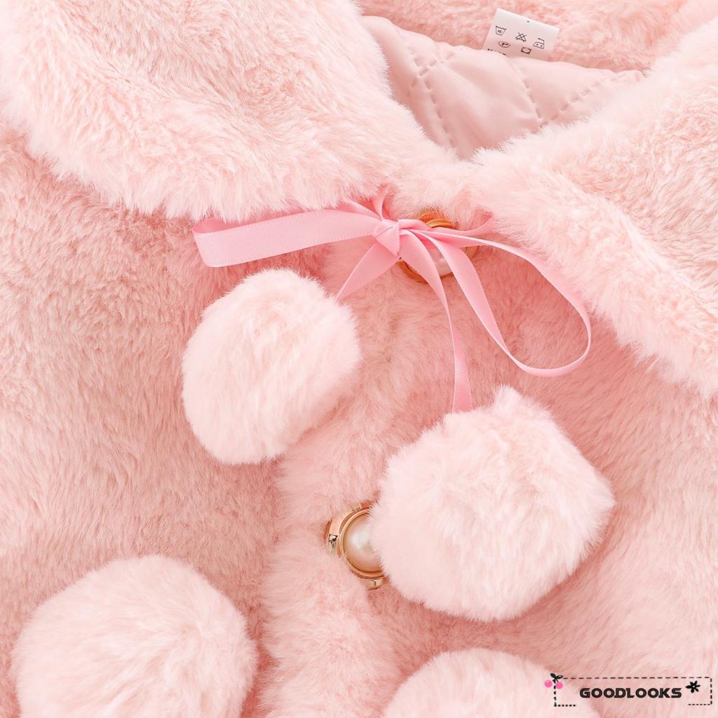 Áo Khoác Tay Dài Giả Lông Thú Giữ Ấm Mùa Đông Cho Bé Gái 0-6 Tháng Tuổi