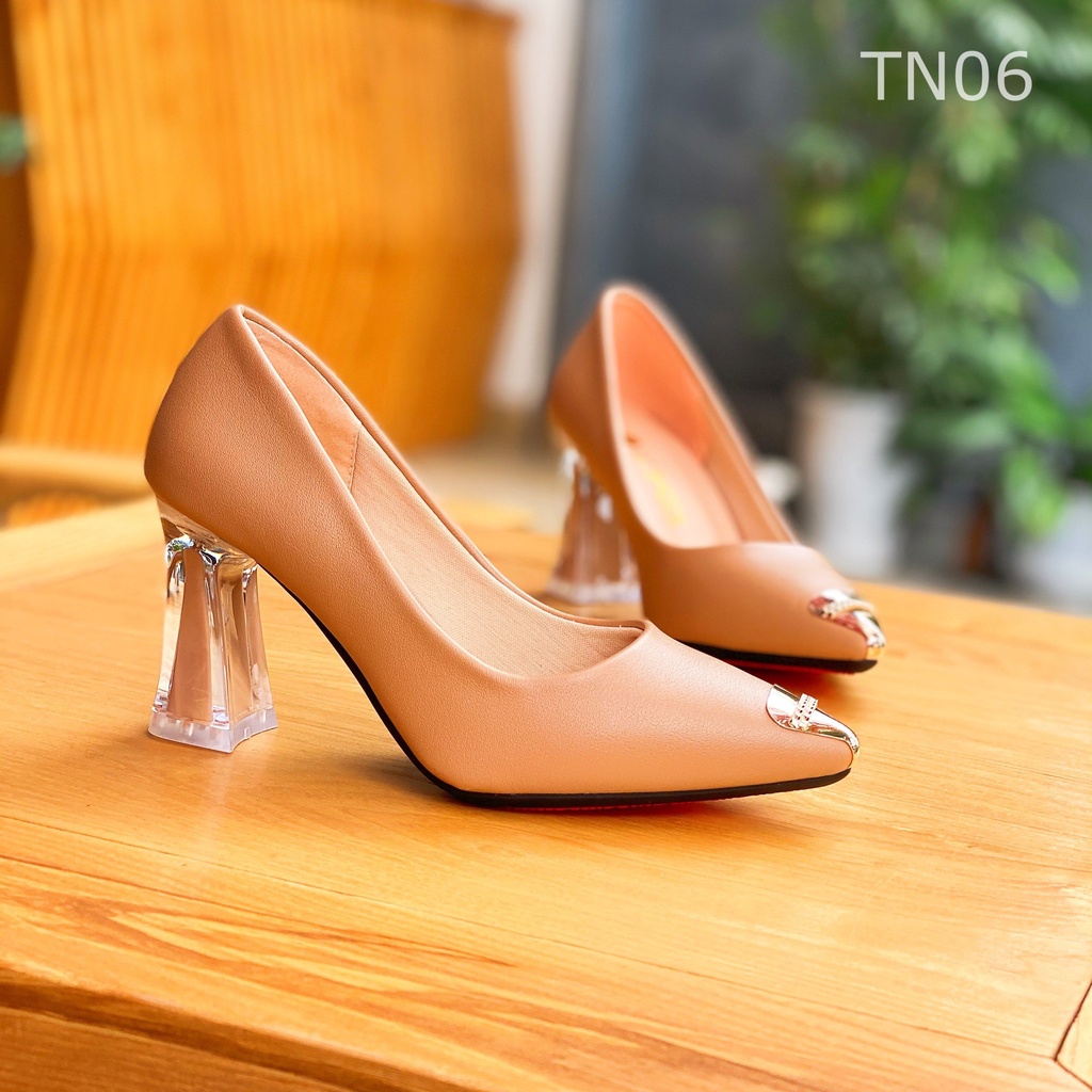 GIÀY GÓT TRONG JICO MŨI NHỌN DA BÓNG, DA LÌ CAO 7CM - MÀU ĐEN, NUDE, TRẮNG, XANH -