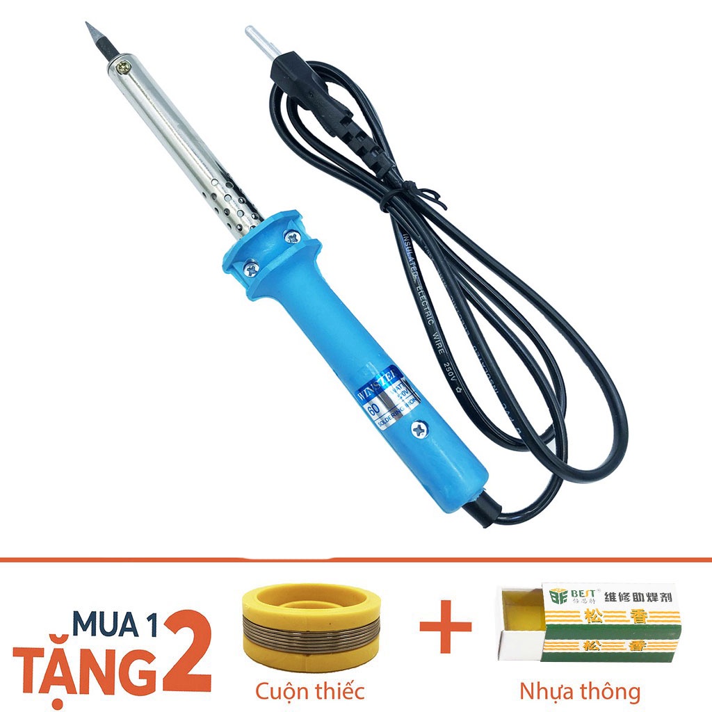 Mỏ hàn thiếc 60W gia nhiệt nhanh chóng tặng cuộn thiếc và nhựa thông