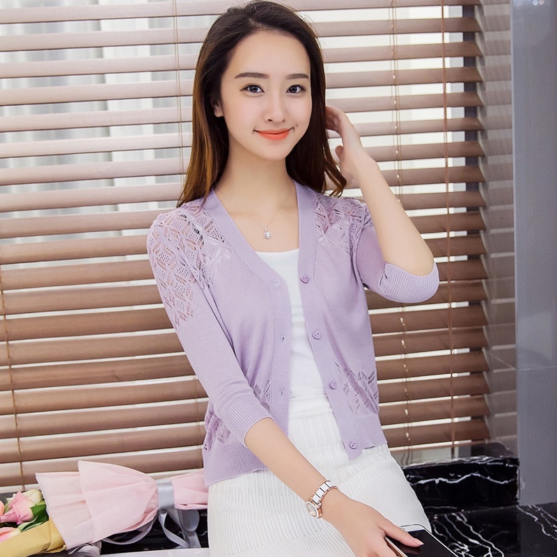 Áo khoác cardigan dệt kim mỏng chống nắng thời trang xuân hè dành cho nữ