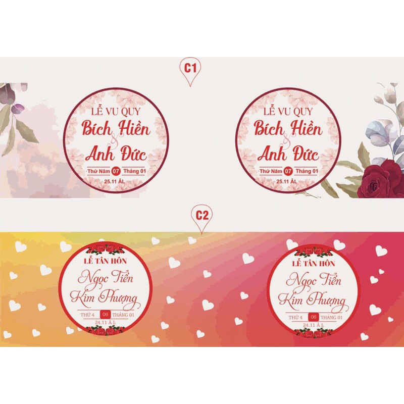 Combo 20 Tem chai nước suối đám cưới, đám hỏi giá rẻ