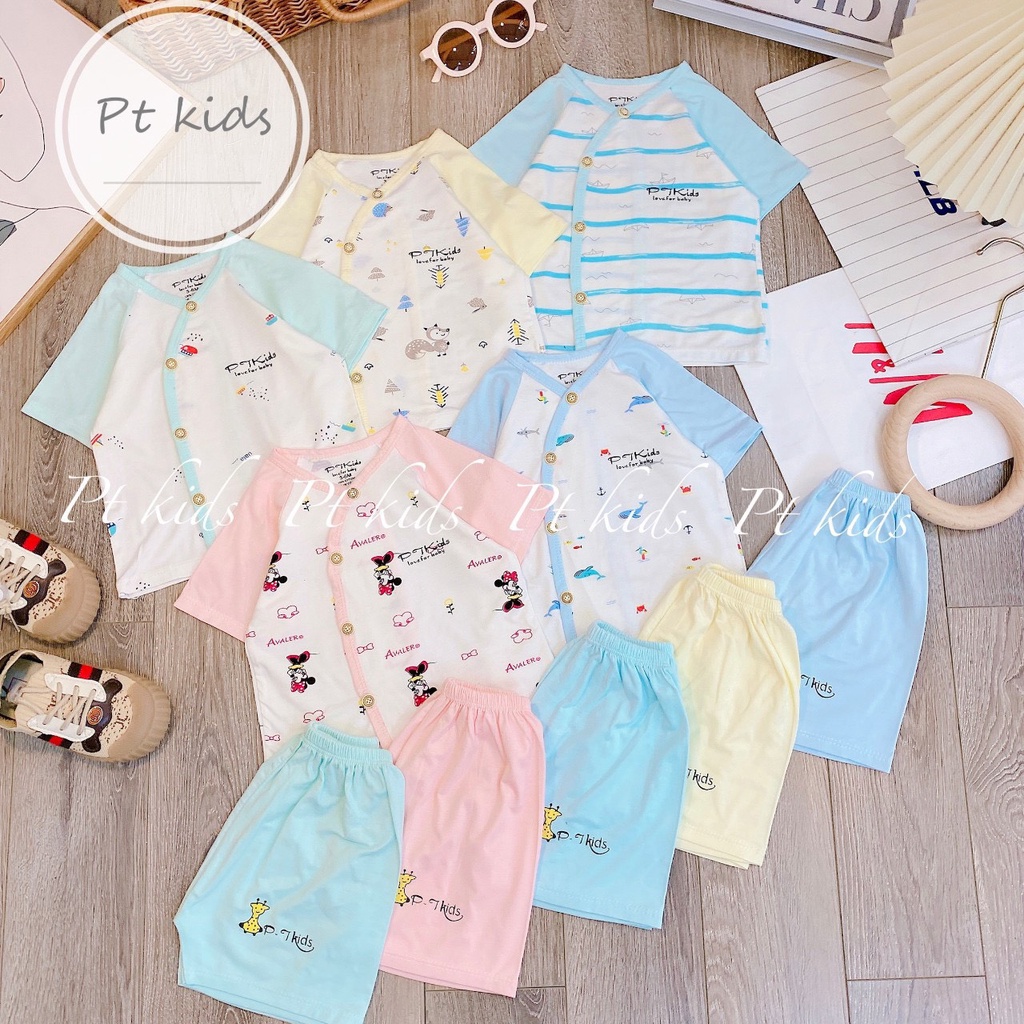 Bộ Quần Áo Ngắn Tay, Bộ Cộc Tay Cài Chéo Petit PJkid