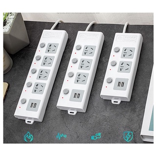 Ổ Cắm Điện Thông Minh Chuyển Đổi Đa Chức Năng dây 2m8 - Có 2 Đầu Cắm USB Chuẩn Sạc An Toàn Chống Giật Tặng Phích