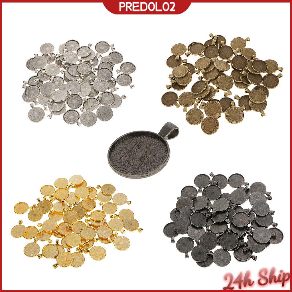50pcs Round Pendant Base Tray 25mm Cabochon Setting Bezel Pendant Blanks