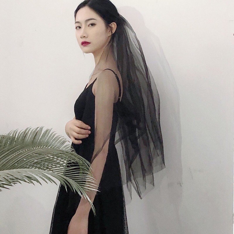 Khăn voan kèm lược, lúp cài tóc cô dâu – Linh Chi