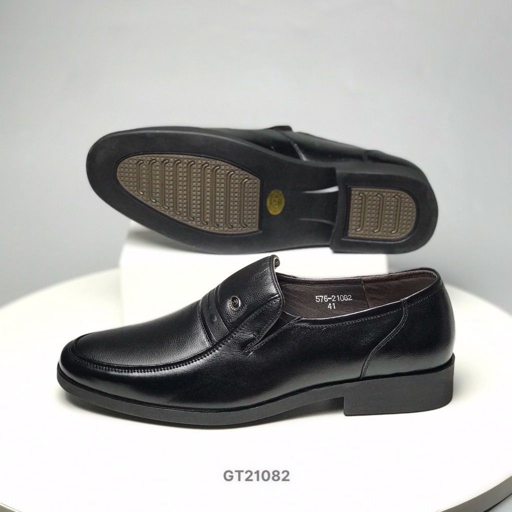 Giày tây nam BQ ❤️FREESHIP❤️ Giày công sở trung niên da bò cao cấp dáng lười mũi vuông đế cao su êm chân  GT21082