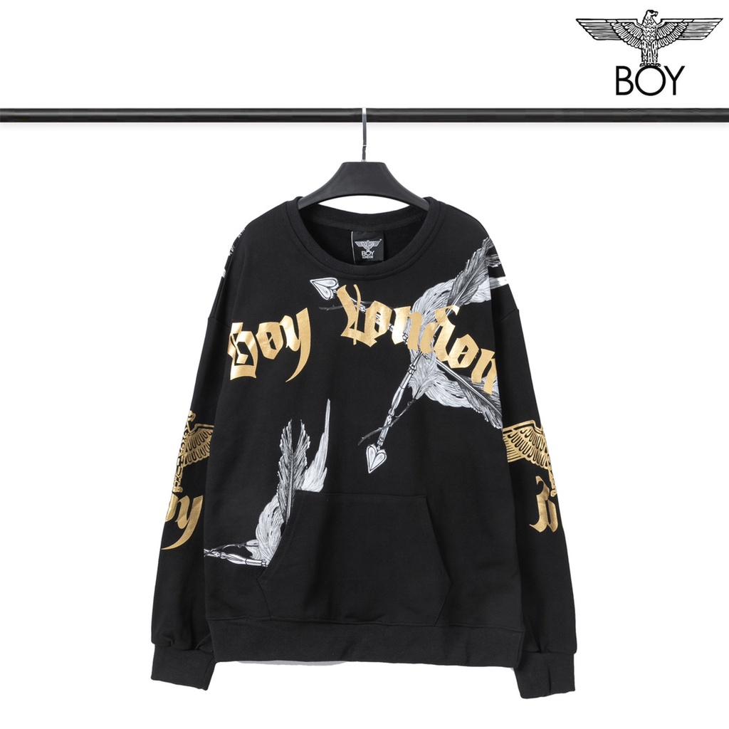 Boy London Áo Khoác Sweater Có Túi Lớn Hình Tranh Phong Cảnh Đại Bàng Với Mũi Tên
