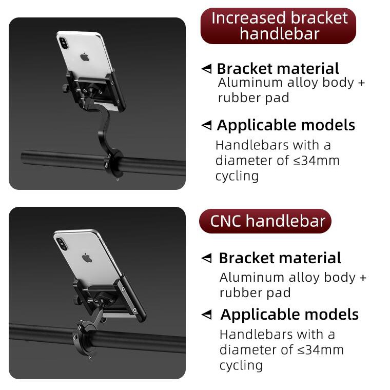 ROCKBROS Bike Phone Holder Aluminum Alloy Adjustable 360 Rotation