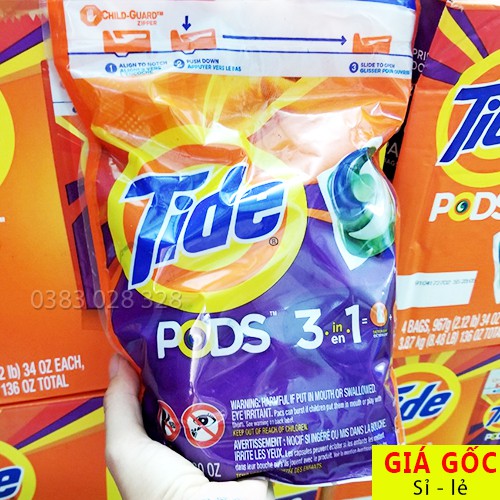 Viên Giặt Tide Pods 3 In 1 loại 42 viên - MẪU MỚI