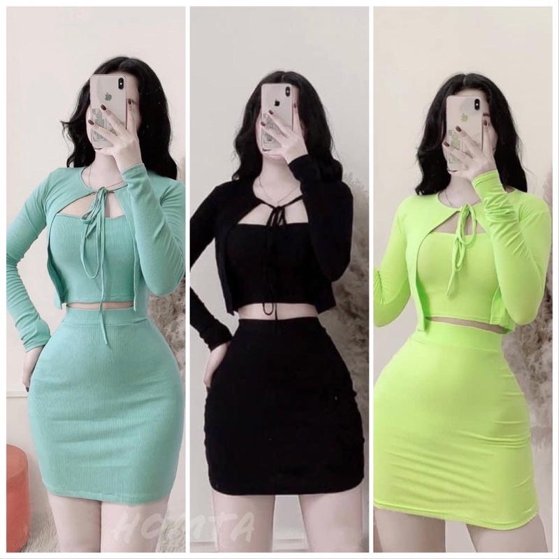 Set ba Món Áo kèm chân váy body