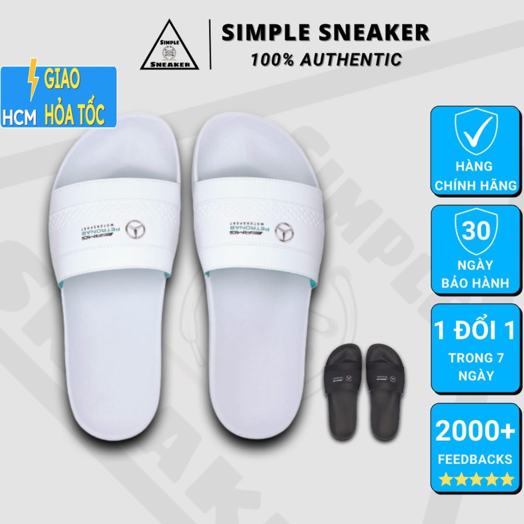 Dép Thời Trang Puma Chính Hãng 💙FREESHIP💙 Puma Leadcat Slides x Mercedes Team Sliver - Dép Quai Ngang Nam Nữ Đen Trắng