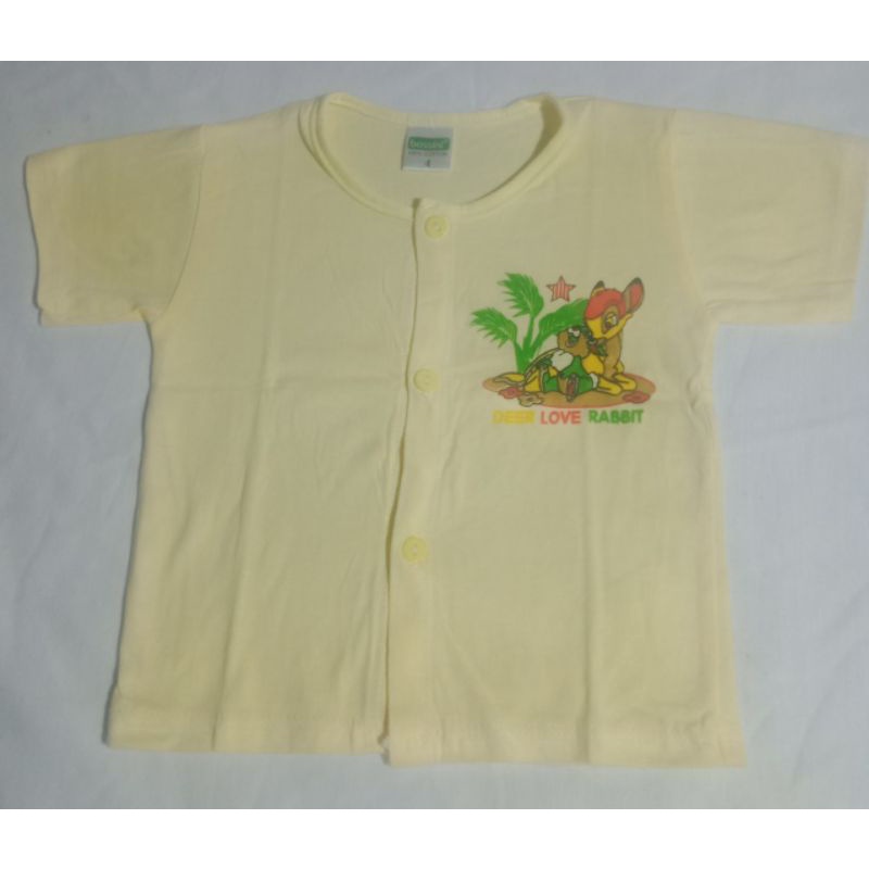 Áo nút giữa tay ngắn màu sơ sinh 100% cotton