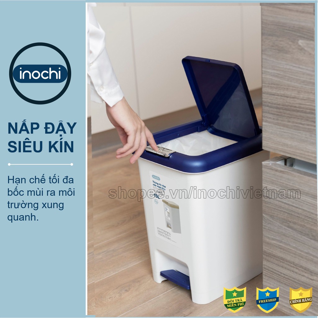 Thùng Rác inochi Đạp Chân 20 Lít Nhựa Nắp Đậy Chữ Nhật Làm Sọt Rác Văn Phòng,Đựng Rác Gia Đình, Trong Nhà