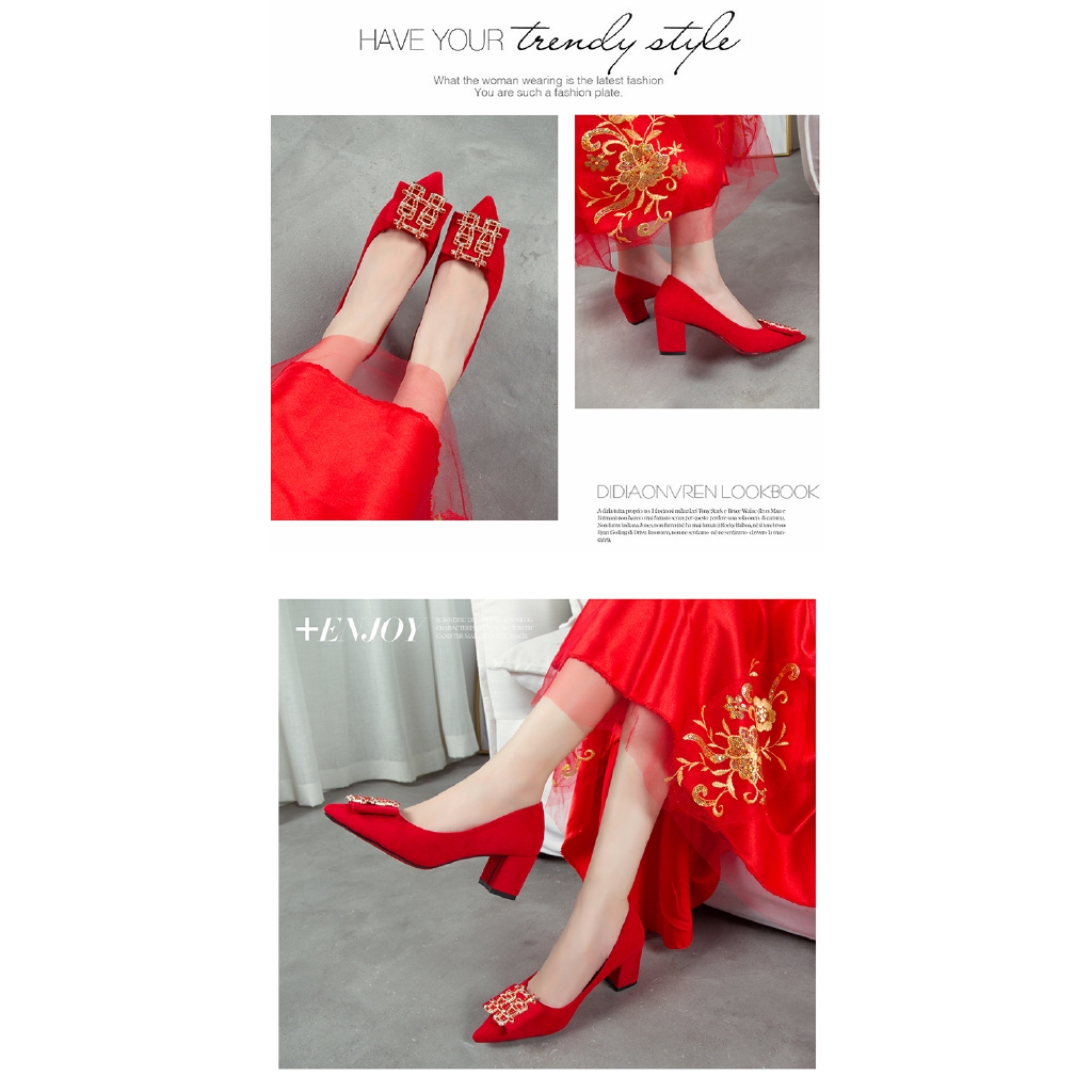 Giày Cao Gót Nữ Mũi Nhọn Màu Đỏ 2019 | BigBuy360 - bigbuy360.vn