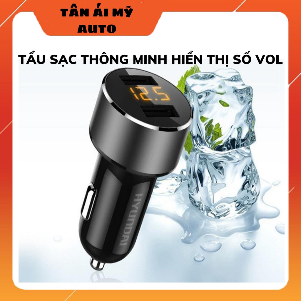 Tẩu sạc xe ô tô Hyundai 2 cổng sạc USB tích hợp chip thông minh HY36