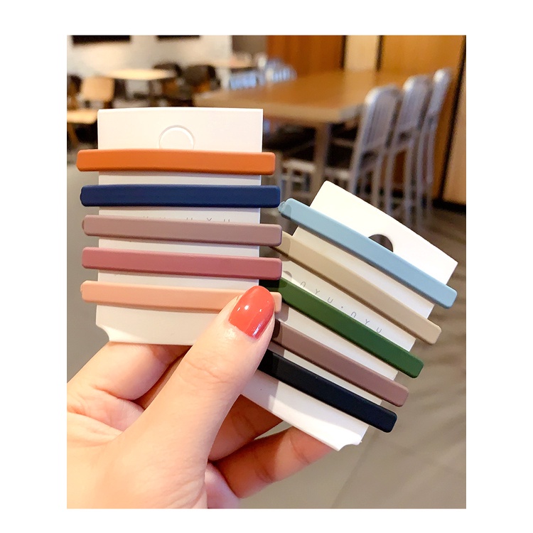 Bộ 10 Kẹp Tóc Mỏ Vịt Bằng Kim Loại Màu Sắc Đơn Giản Phong Cách Hàn Quốc Dành Cho Nữ