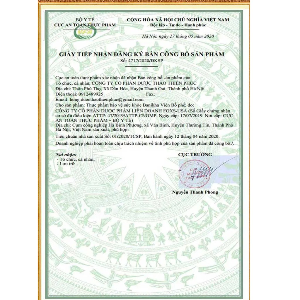 Viên Bổ Phế Banikha Thiên Phúc hộp 60 viên