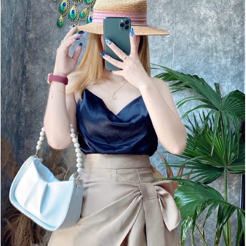 Túi xách nữ kẹp nách đeo chéo hạt ngọc hót trend 2021