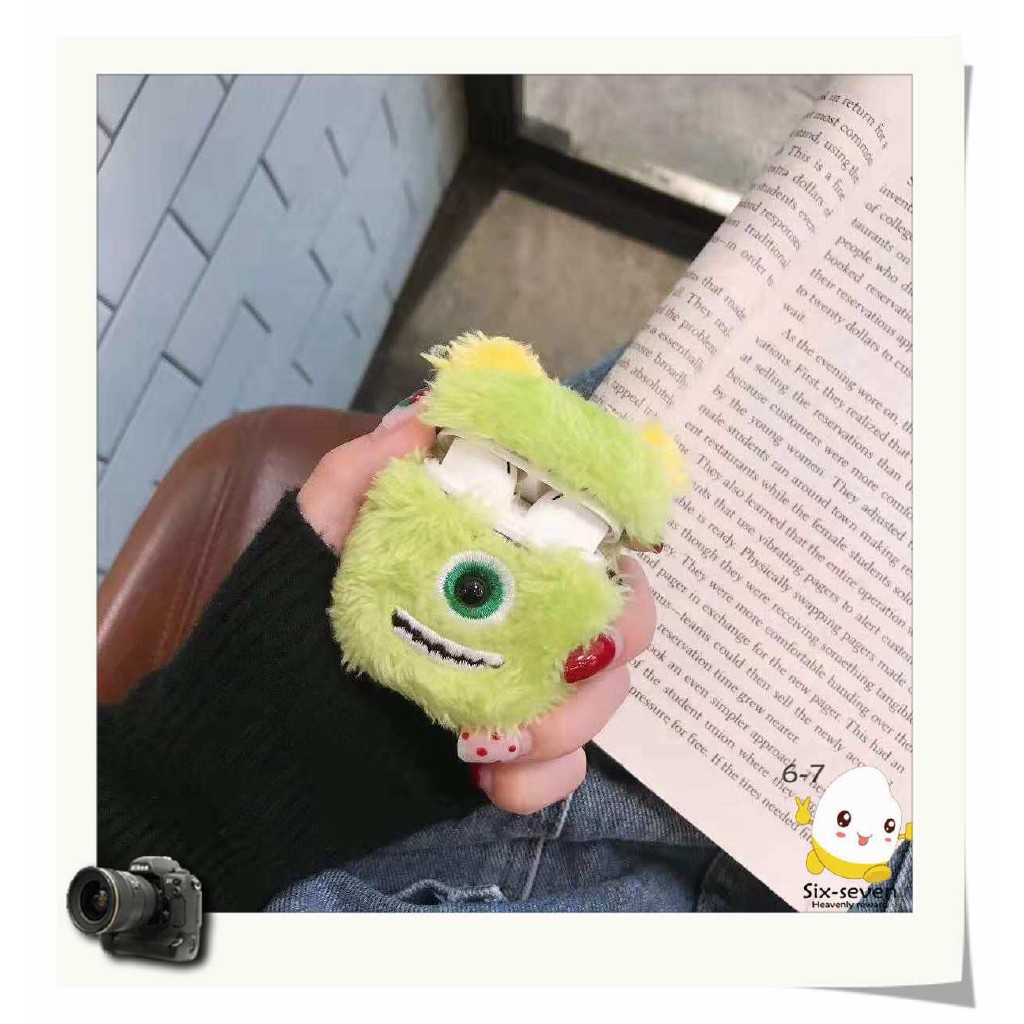 airpods case plush University monsters Mike Sulley cartoon apple Airpods 1/2 wireless bluetooth headset protective cover