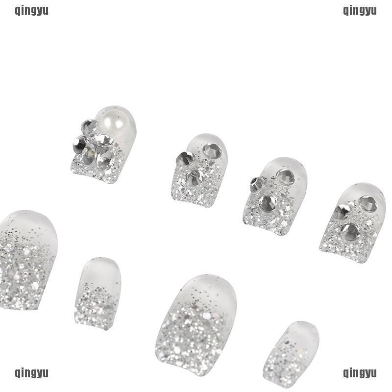 Bộ 24 móng giả đính đá dùng để trang trí móng tiện dụng