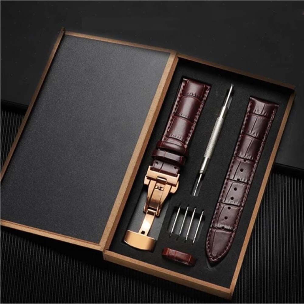 Dây đeo đồng hồ thay thế bằng da chất lượng cao 22mm có khóa bướm chống nước thông dụng dành cho nam và nữ