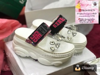 Dép gấu đính đá đế bự 9cm ORDER ( kèm video + ảnh thật )