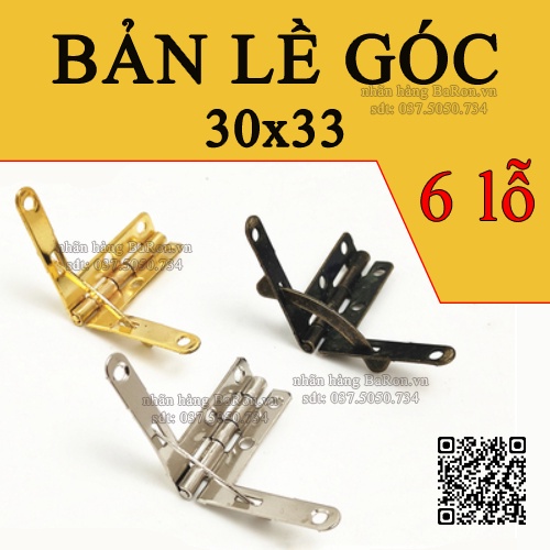 Bản lề hộp gỗ 30x33mm 6 lỗ bắt vít màu vàng/trắng/đen
