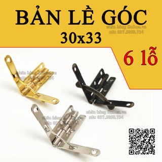 Bản lề hộp gỗ 30x33mm 6 lỗ bắt vít màu vàng/trắng/đen