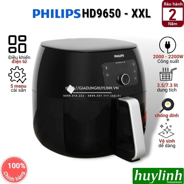 [Mã ELHAMS5 giảm 6% đơn 300K] Nồi chiên không dầu điện tử Philips HD9650 - XXL - Chính Hãng - 2200W