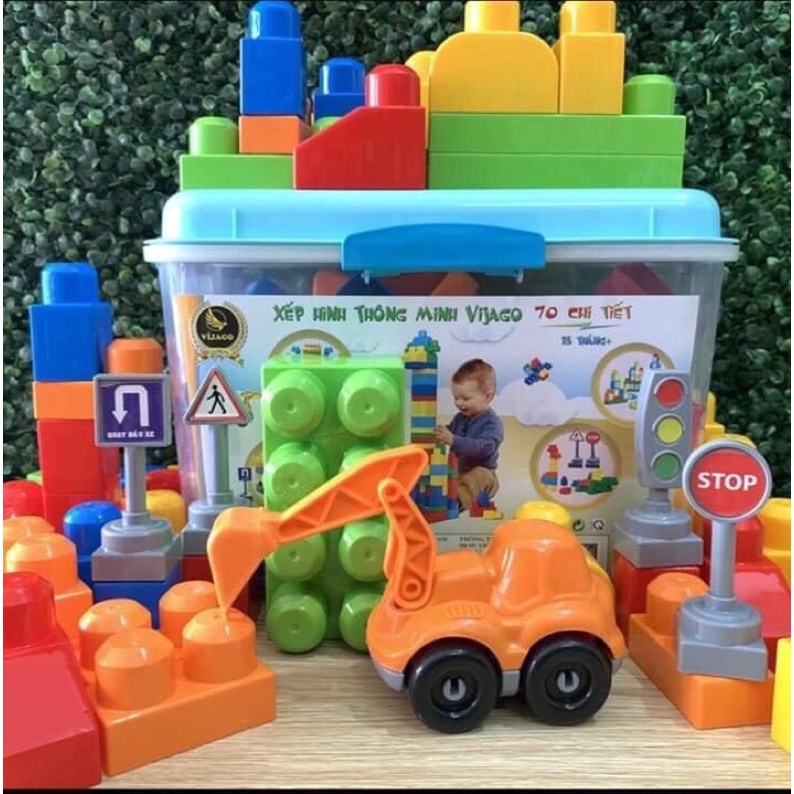 Sale Đồ Chơi Xếp Hình Thông Minh 70 Chi Tiết Có Hộp Đựng Hàng Việt Nam