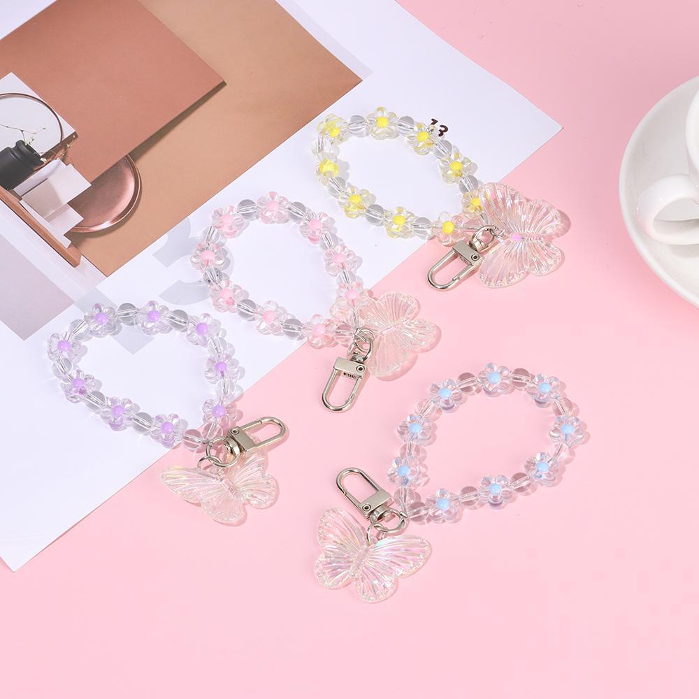 BORAG Móc Khóa Hình Bướm Trong Suốt Đính Hạt Dễ Thương