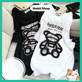 [FREESHIP] Áo Phông Unisex Form Rộng Burberry - Áo Thun Nữ Cổ Tròn In Hình Gấu Chất Liệu Cotton Thoáng Mát